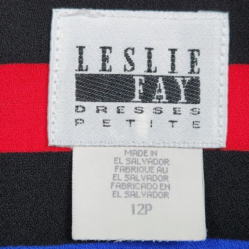 Leslie Fay Vintage Bold Rainbow Stiped Jacket and Dress Set Women's Size 12P - Picture 7 of 9